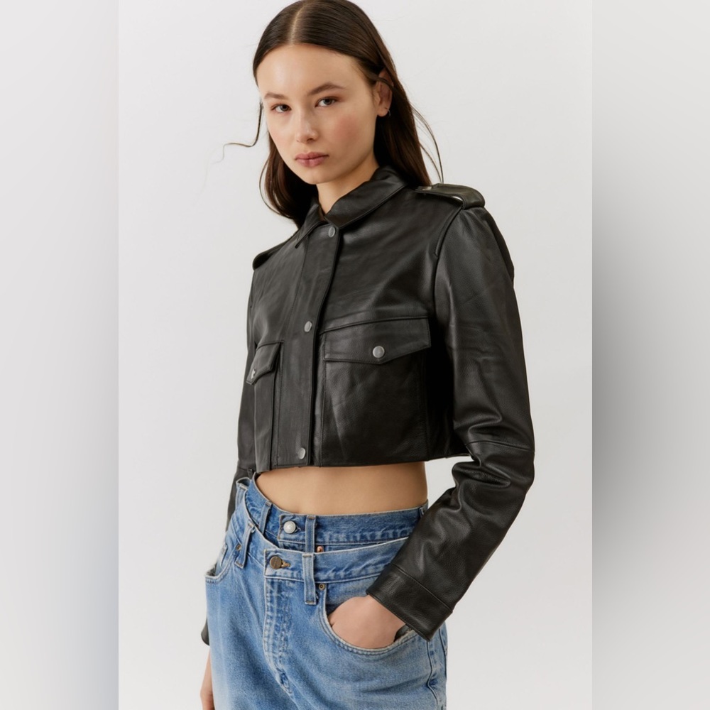 Deadwood Cropped Leather Jacket